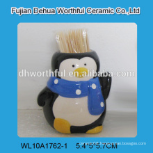 Modern penguin shaped ceramic toothpick holder for wholesale